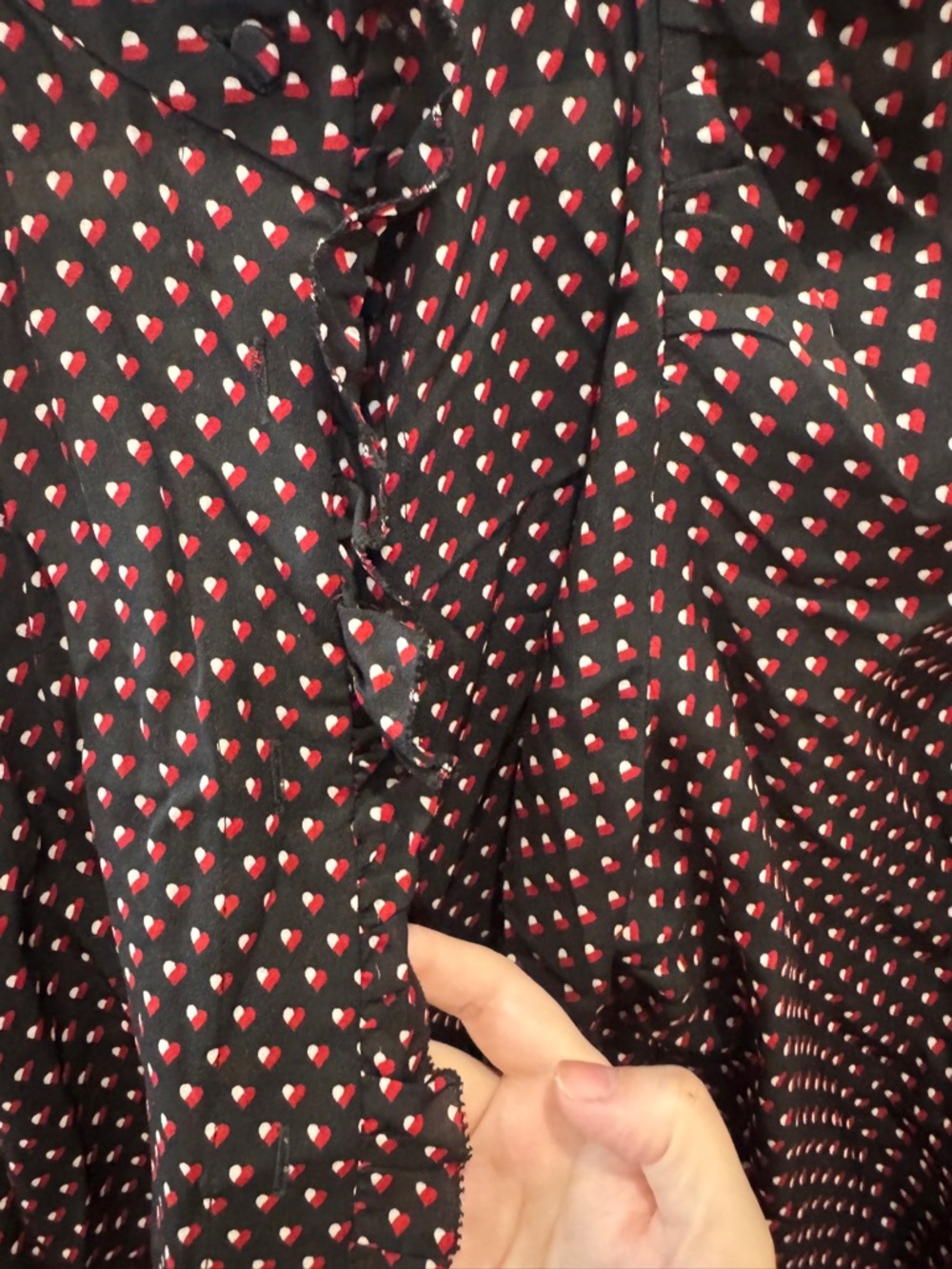 FRAME 100% Silk Black Heart Print Grace Blouse: comfortable & polished! - Picture 4 of 9
